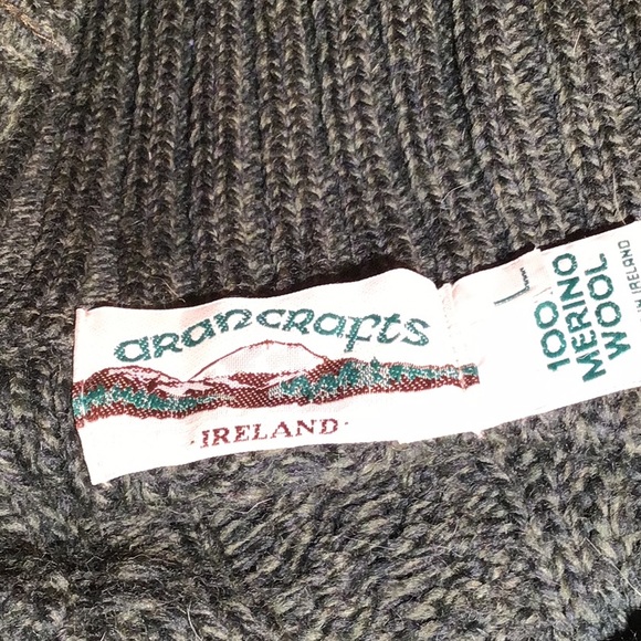 Arancrafts merino wool green chunky knit sweater size large - Picture 5 of 7